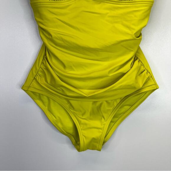 DKNY Ruffle Plunge Underwire Tummy Control One Piece swimsuit yellow - S - Picture 5 of 12
